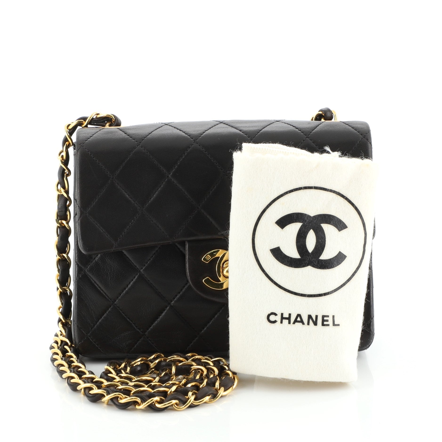 Vintage Square Classic Single Flap Bag Quilted Lambskin Mini