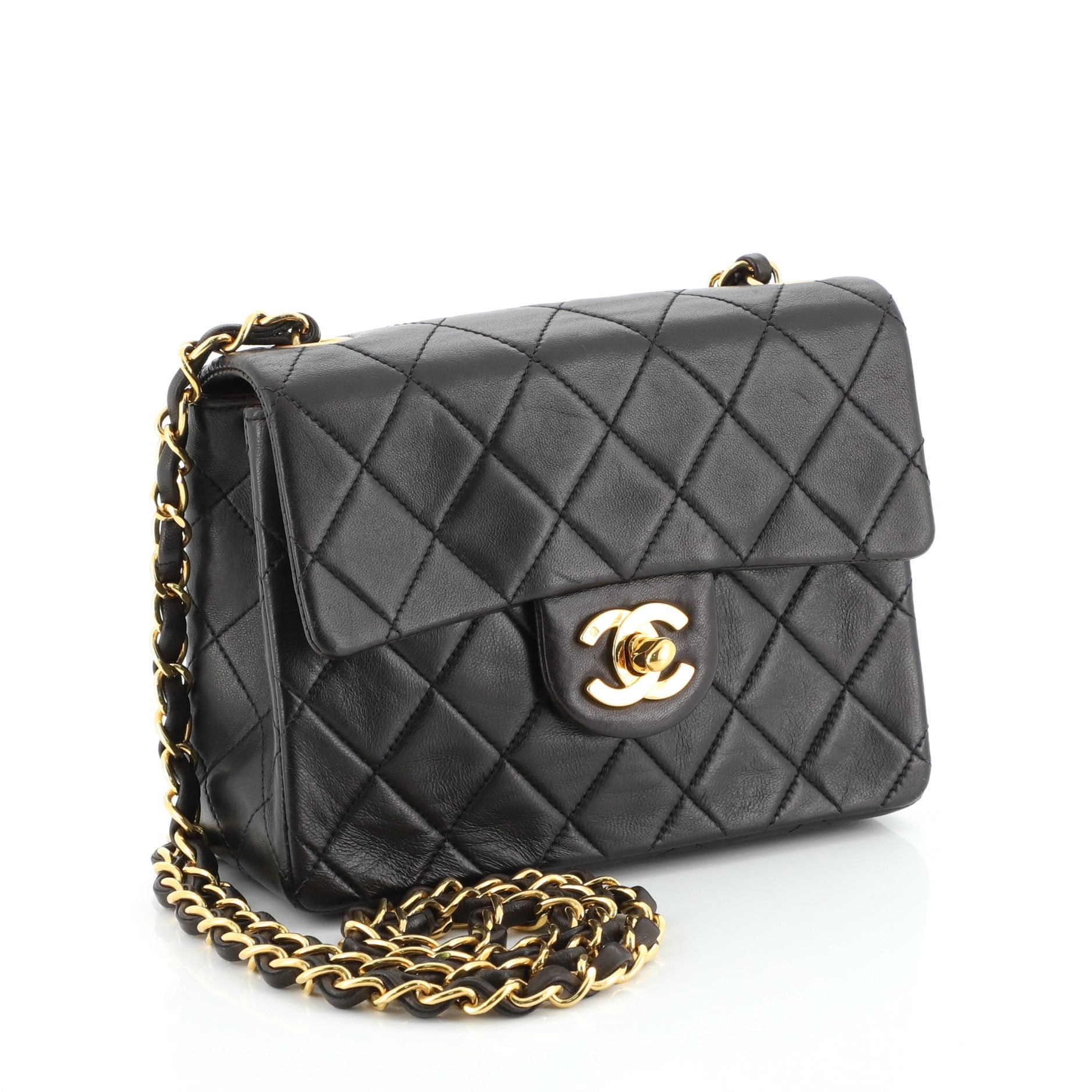 Vintage Square Classic Single Flap Bag Quilted Lambskin Mini