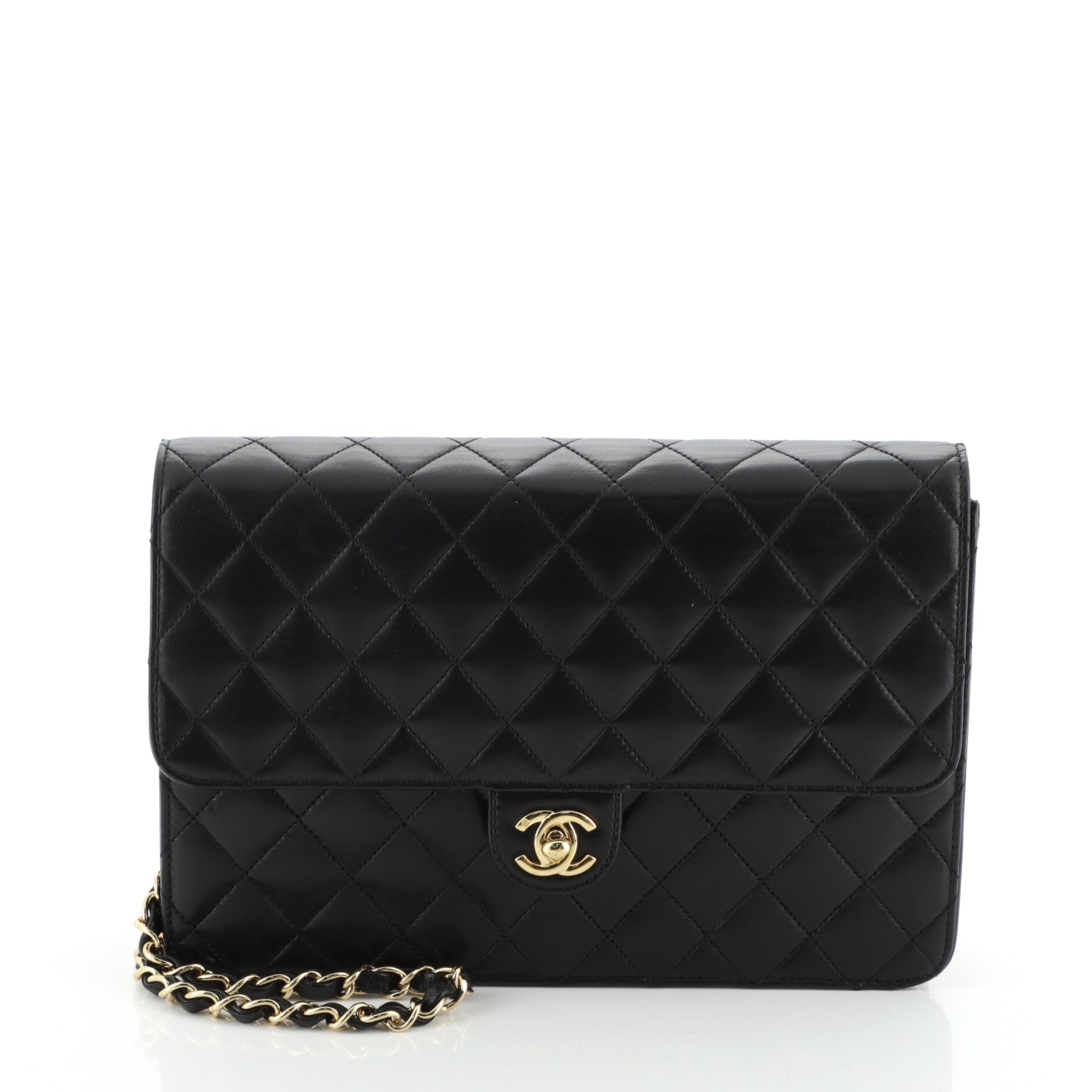 Vintage Clutch with Chain Quilted Leather Medium