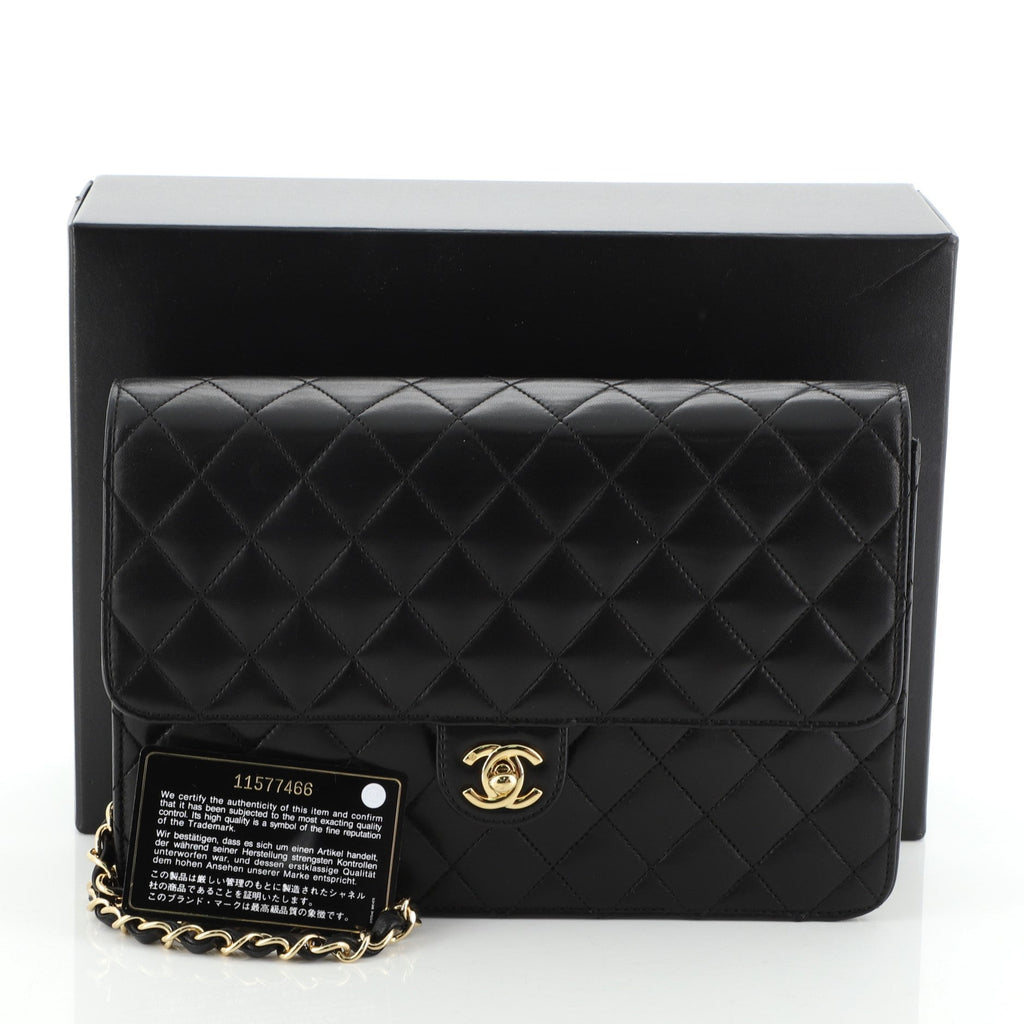 Vintage Clutch with Chain Quilted Leather Medium