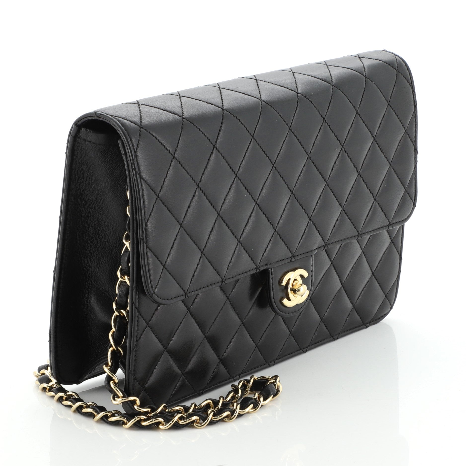 Vintage Clutch with Chain Quilted Leather Medium
