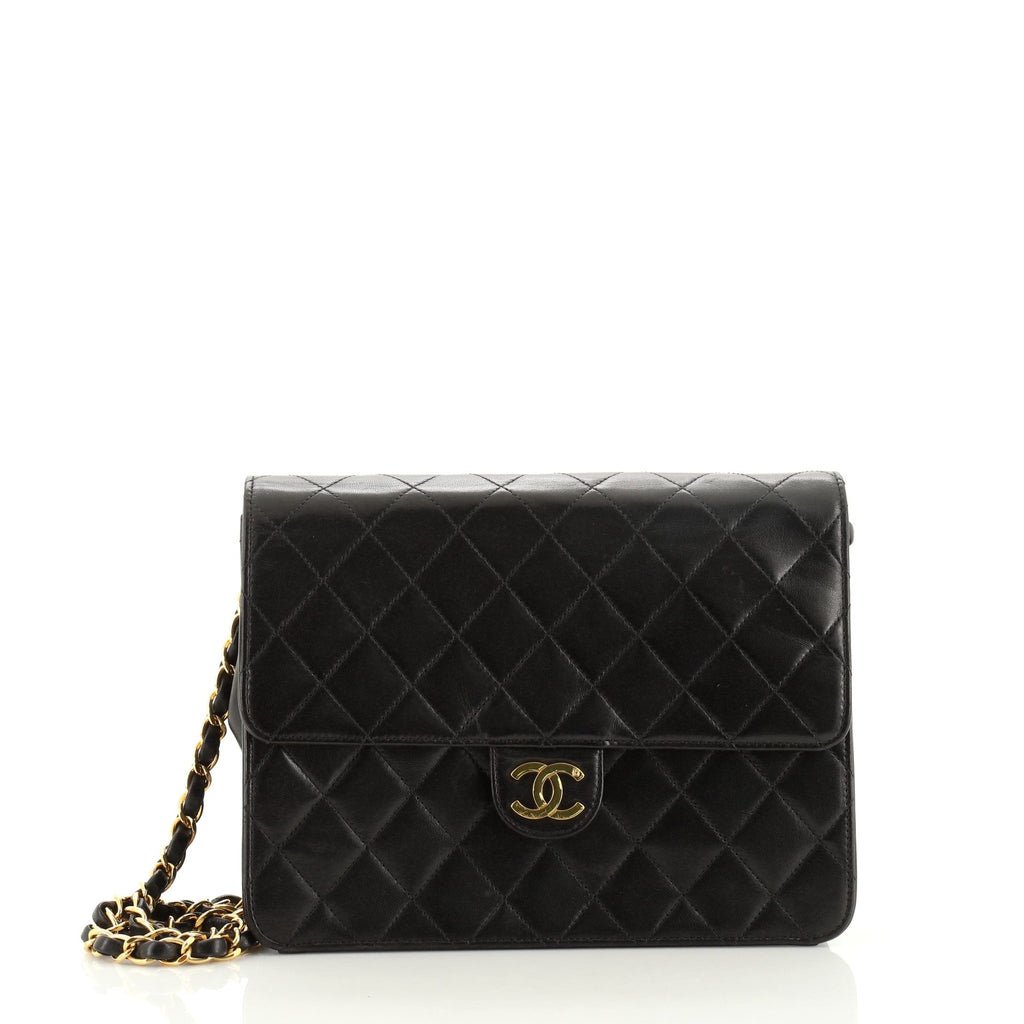 Vintage Clutch with Chain Quilted Leather Small