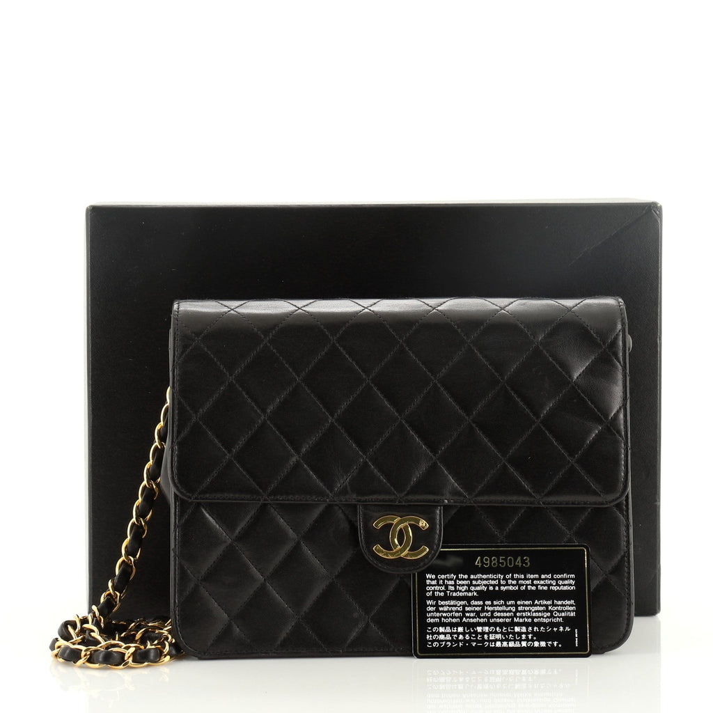 Vintage Clutch with Chain Quilted Leather Small