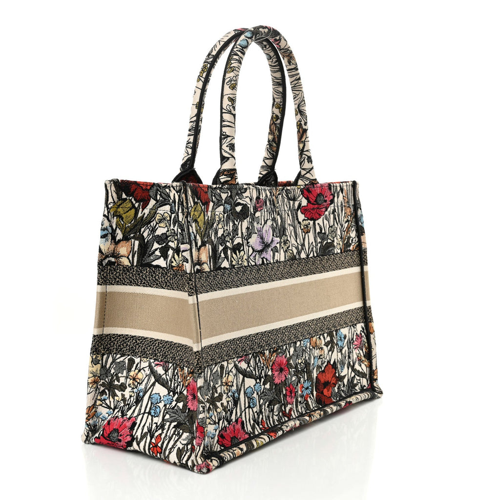 Canvas Embroidered Medium Mille Fleurs Book Tote Multicolor