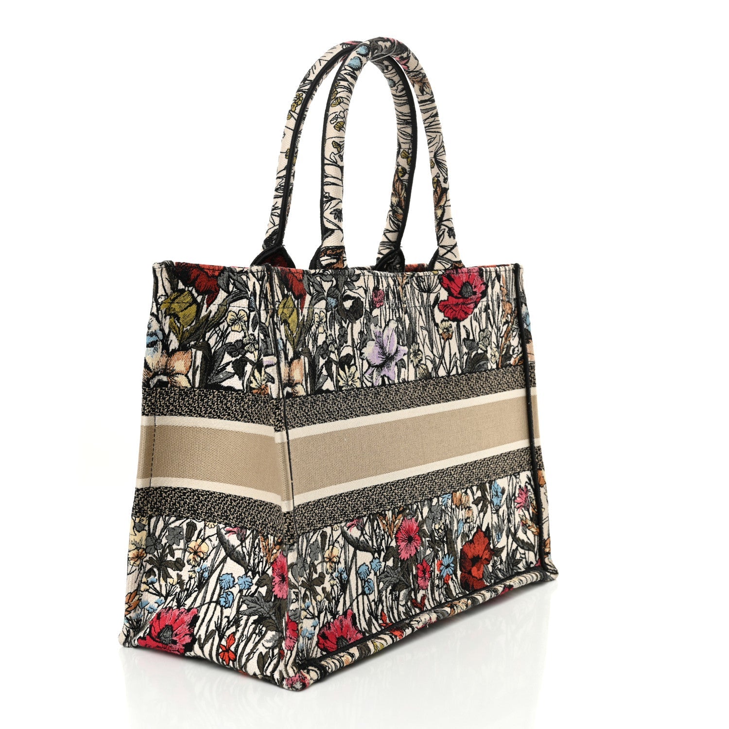 Canvas Embroidered Medium Mille Fleurs Book Tote Multicolor