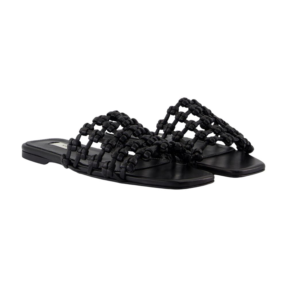 Women's Braided Bandeau Sandals - TOTEME - Leather - Black
