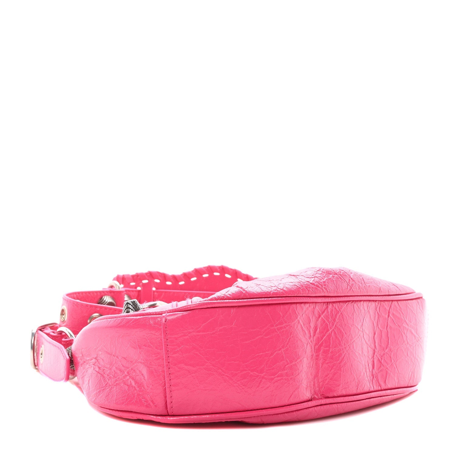Extra Supple Calfskin Crocodile Embossed XS Le Cagole Shoulder Bag  Lipstick Pink