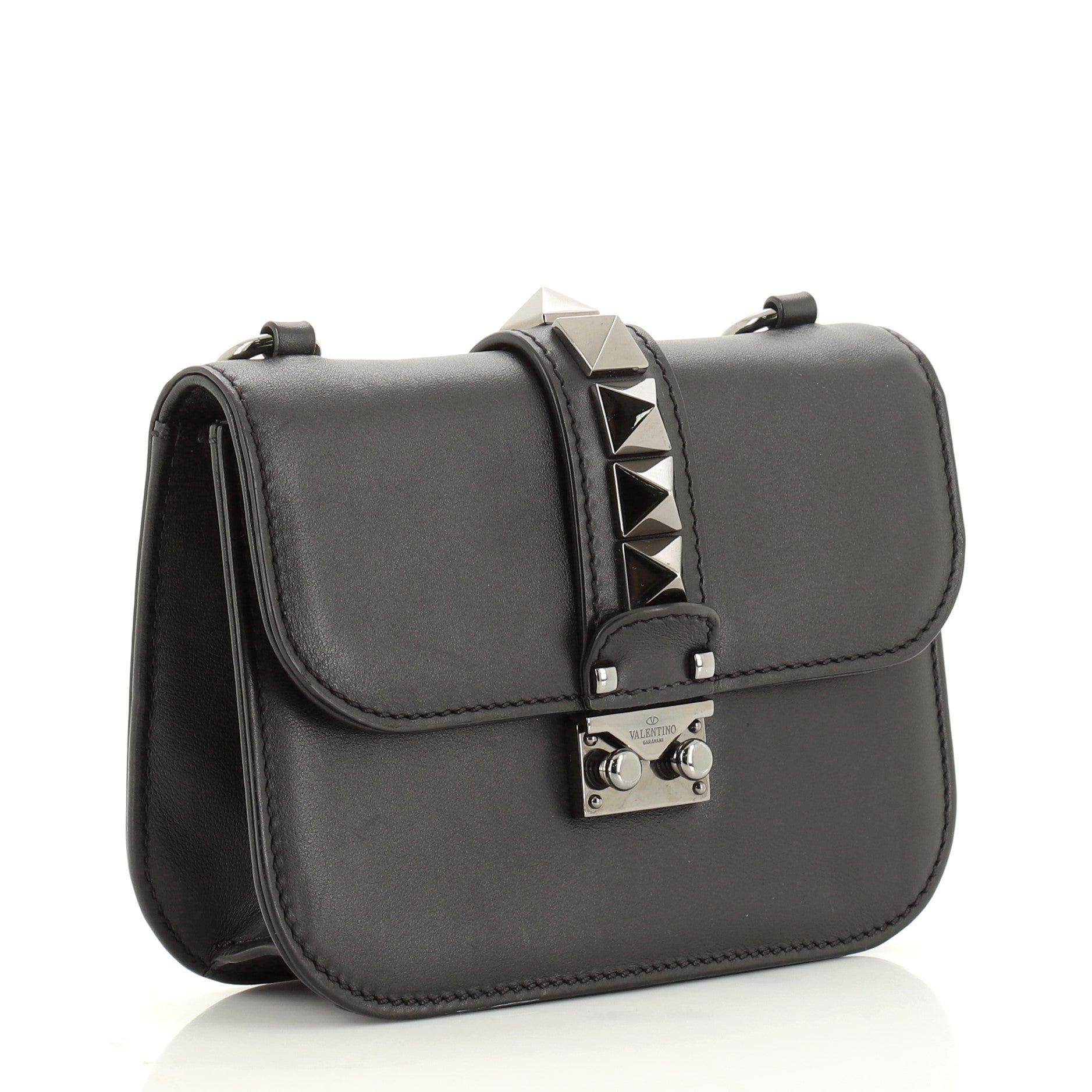 Glam Lock Shoulder Bag Leather Mini