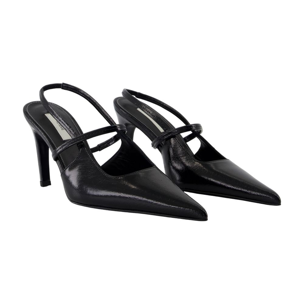 Women's Naplack Stiletto Slingbacks - TOTEME - Leather - Black