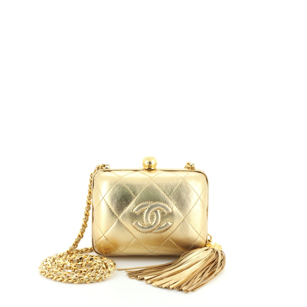 Vintage Diamond CC Chain Clutch Quilted Lambskin Small