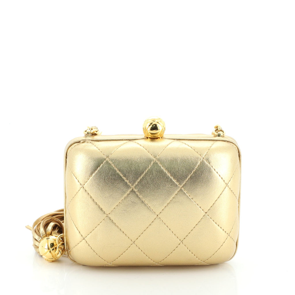 Vintage Diamond CC Chain Clutch Quilted Lambskin Small