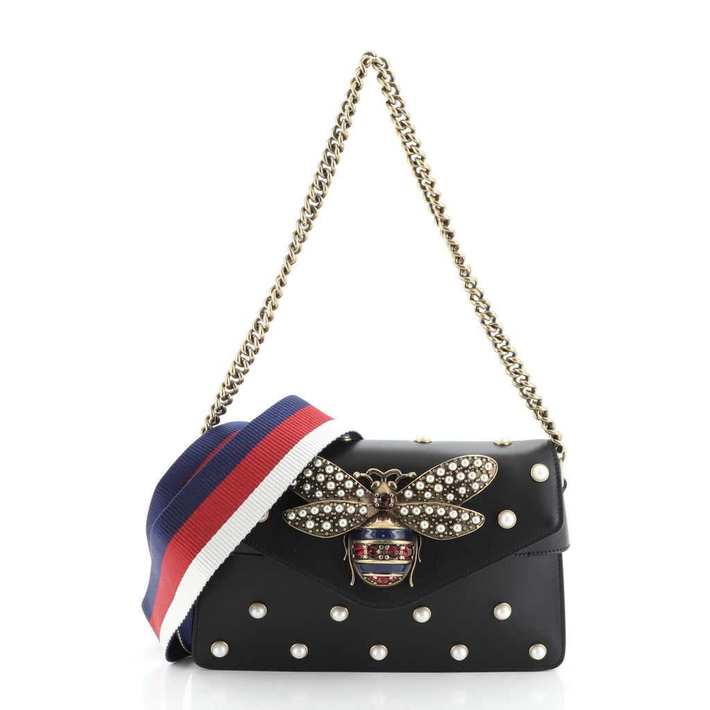 Broadway Pearly Bee Shoulder Bag Embellished Leather Mini