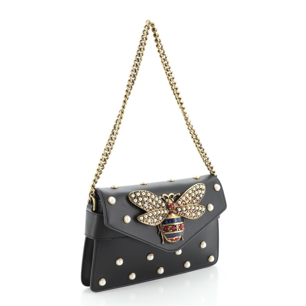Broadway Pearly Bee Shoulder Bag Embellished Leather Mini