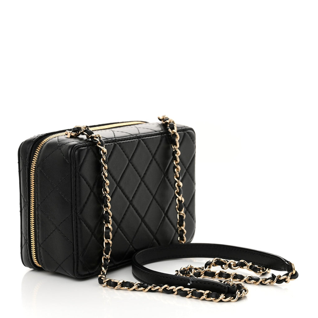 Lambskin Quilted Coco  Bag Black