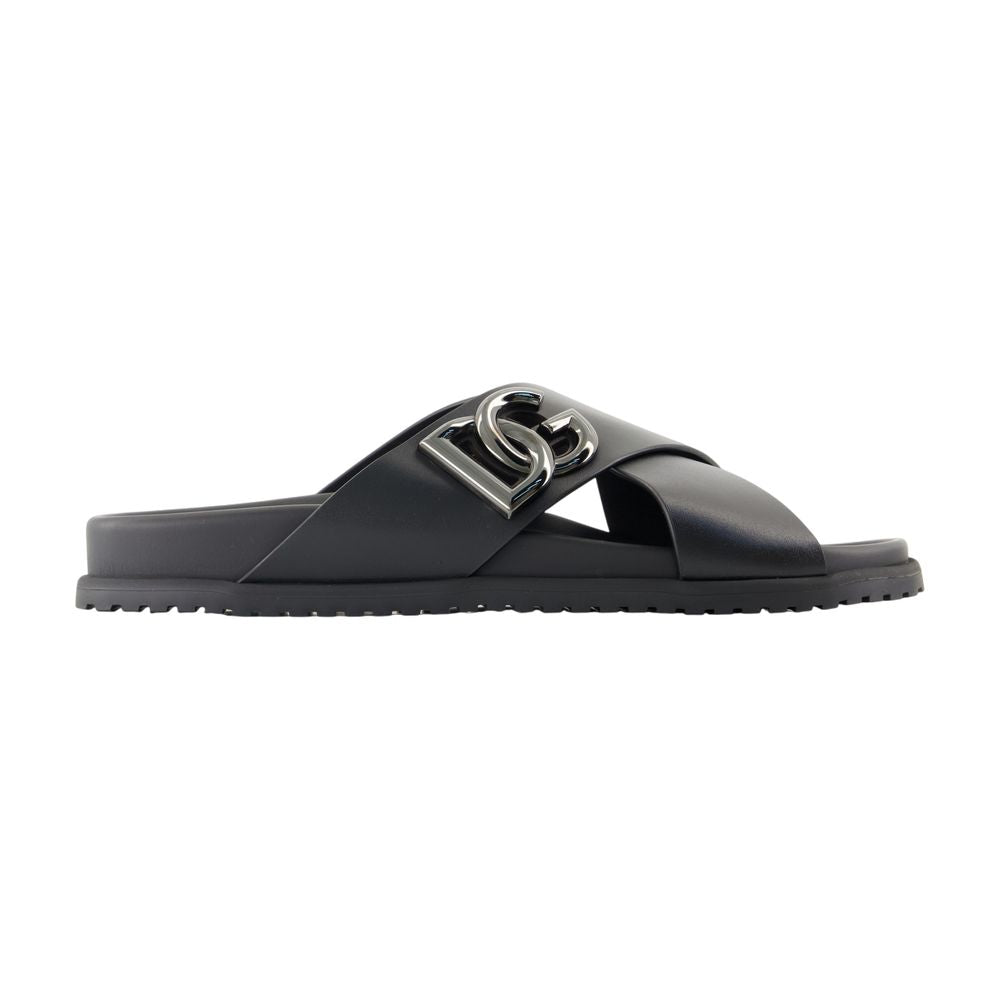 Women's Casual sandals - Dolce&Gabbana - Leather - Black