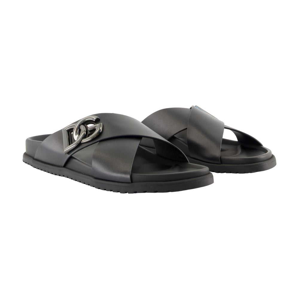 Women's Casual sandals - Dolce&Gabbana - Leather - Black
