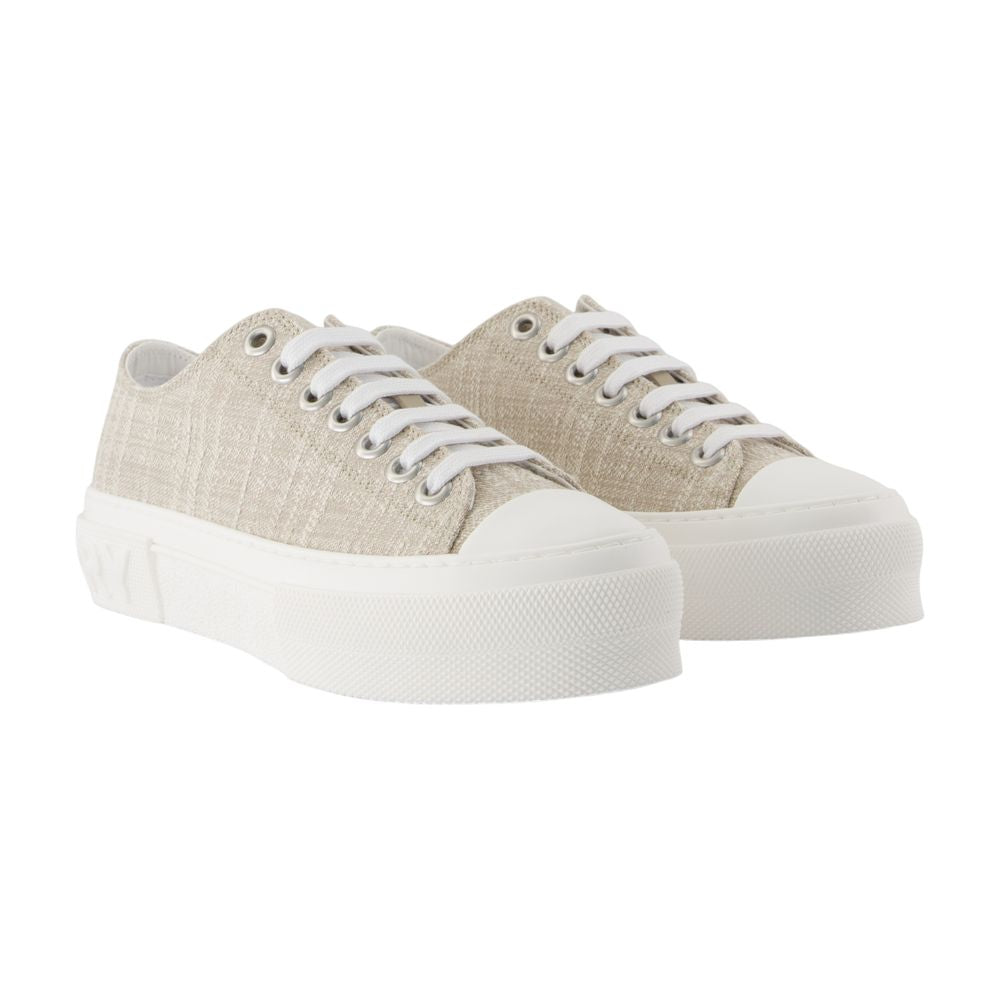 Women's Jack L Low Sneakers - Burberry - Cotton - White