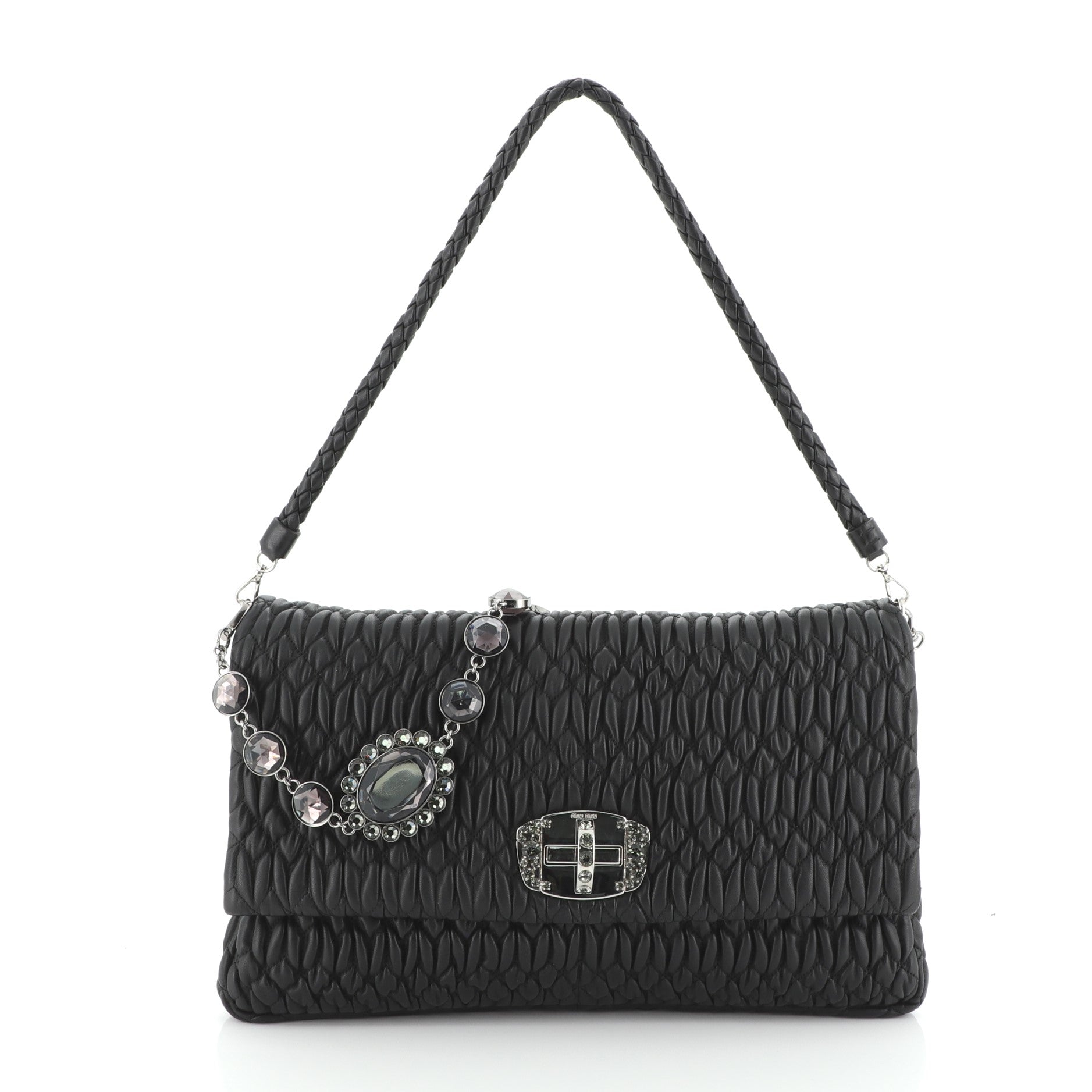 Crystal Clutch Matelasse Leather Large