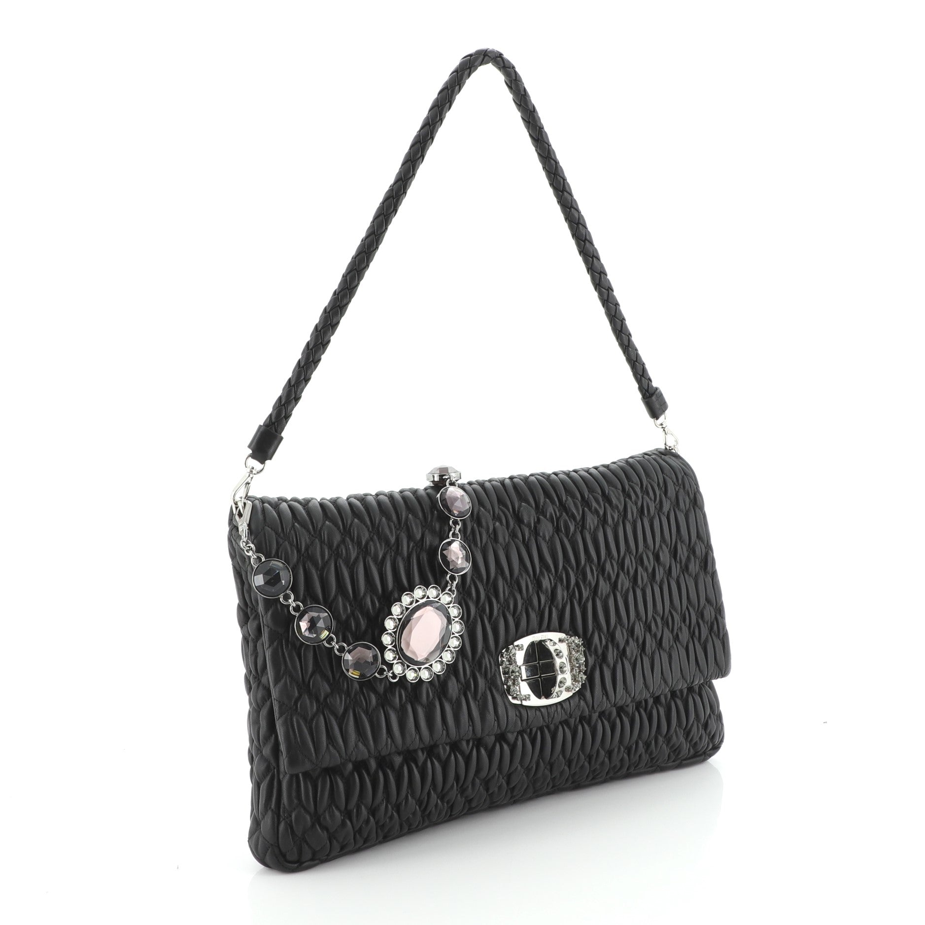 Crystal Clutch Matelasse Leather Large