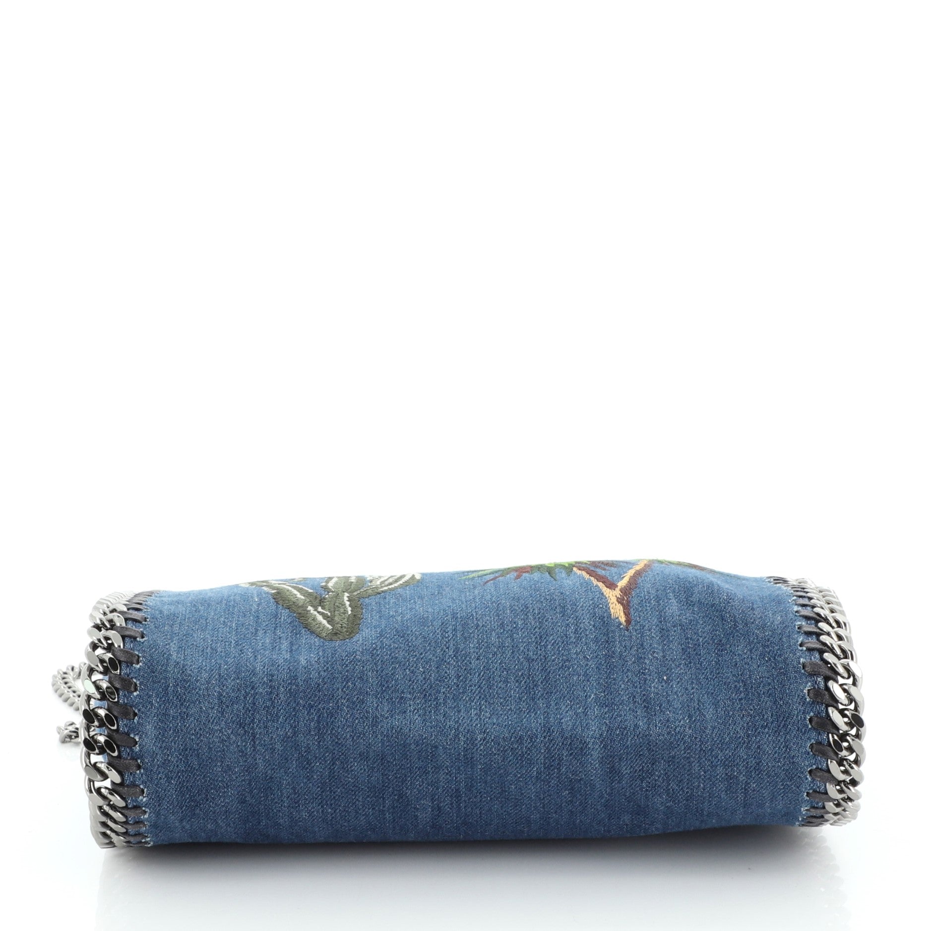 Falabella Fold Over Crossbody Bag Embroidered Denim Mini