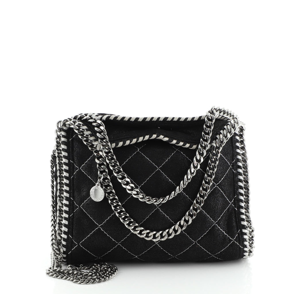 Falabella Fold Over Crossbody Bag Quilted Shaggy Deer Mini