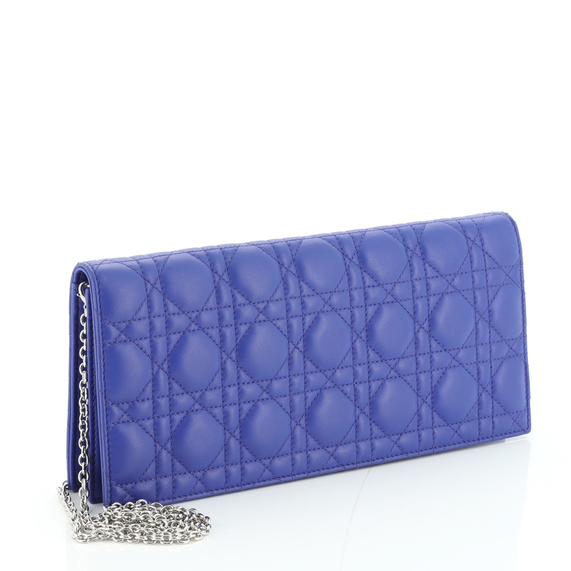 Lady Dior Chain Convertible Clutch Cannage Quilt Leather Long