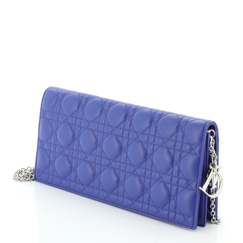 Lady Dior Chain Convertible Clutch Cannage Quilt Leather Long
