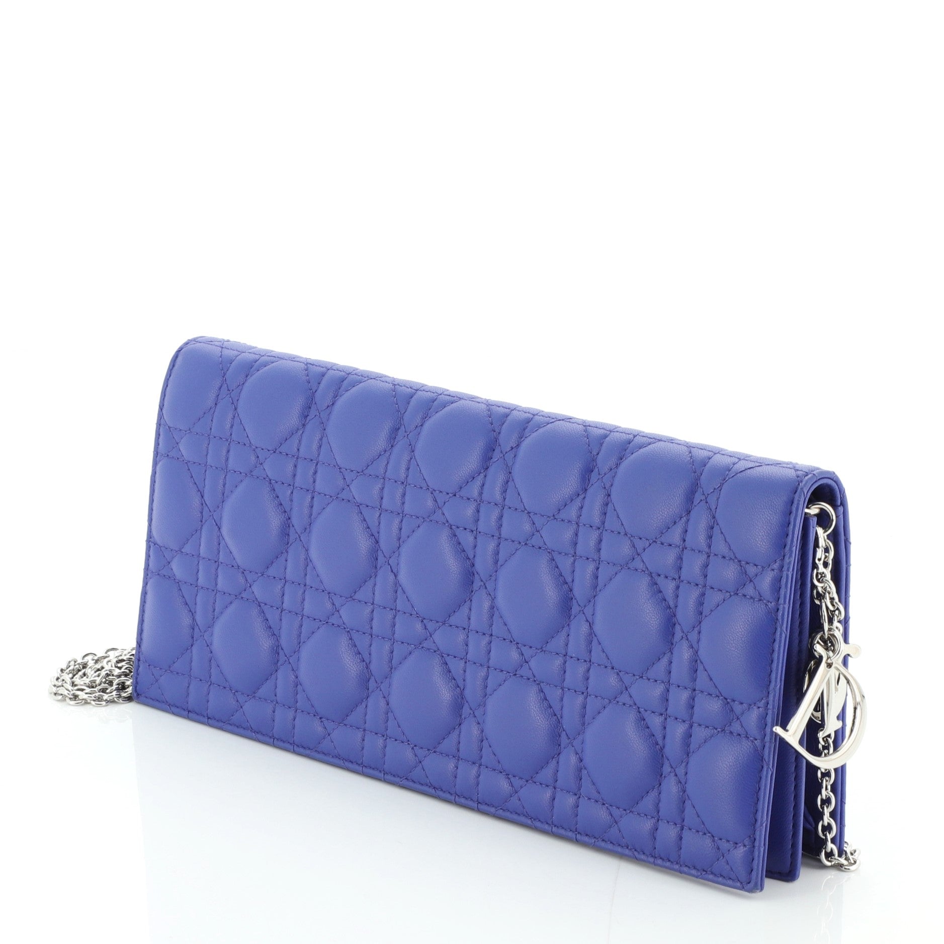 Lady Dior Chain Convertible Clutch Cannage Quilt Leather Long