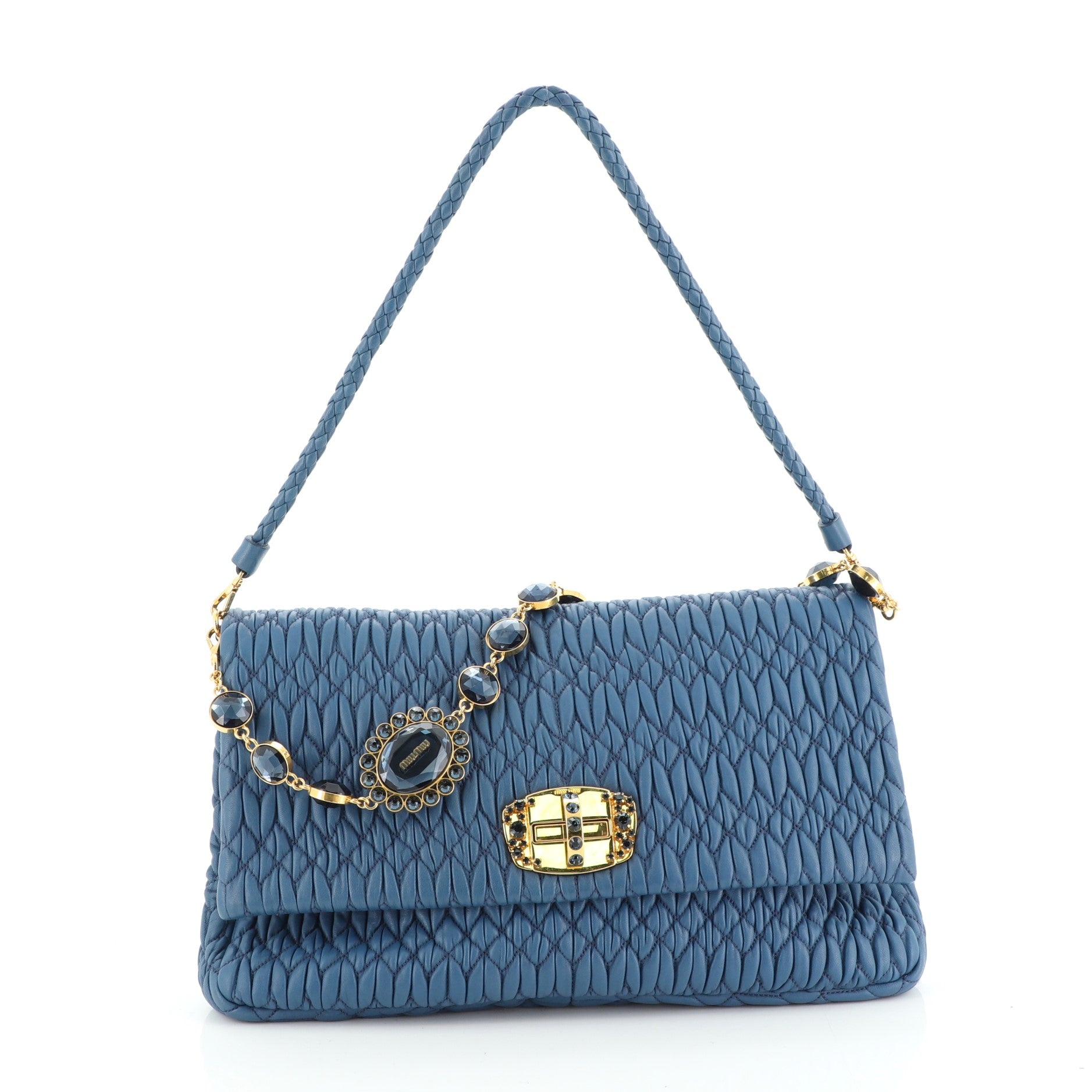 Crystal Clutch Matelasse Leather Large