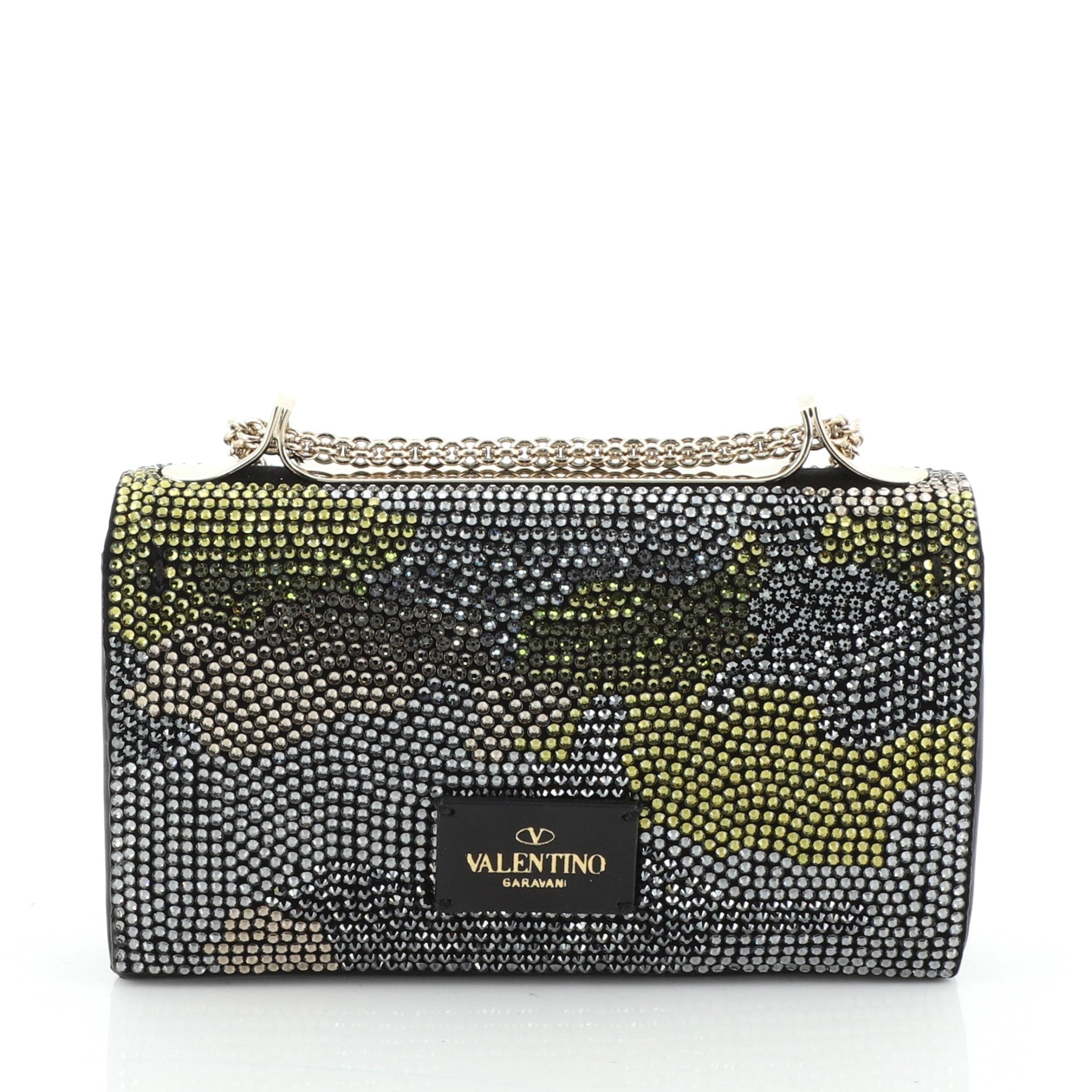 Va Va Voom Clutch Crystal Camo Embellished Suede and Leather Small