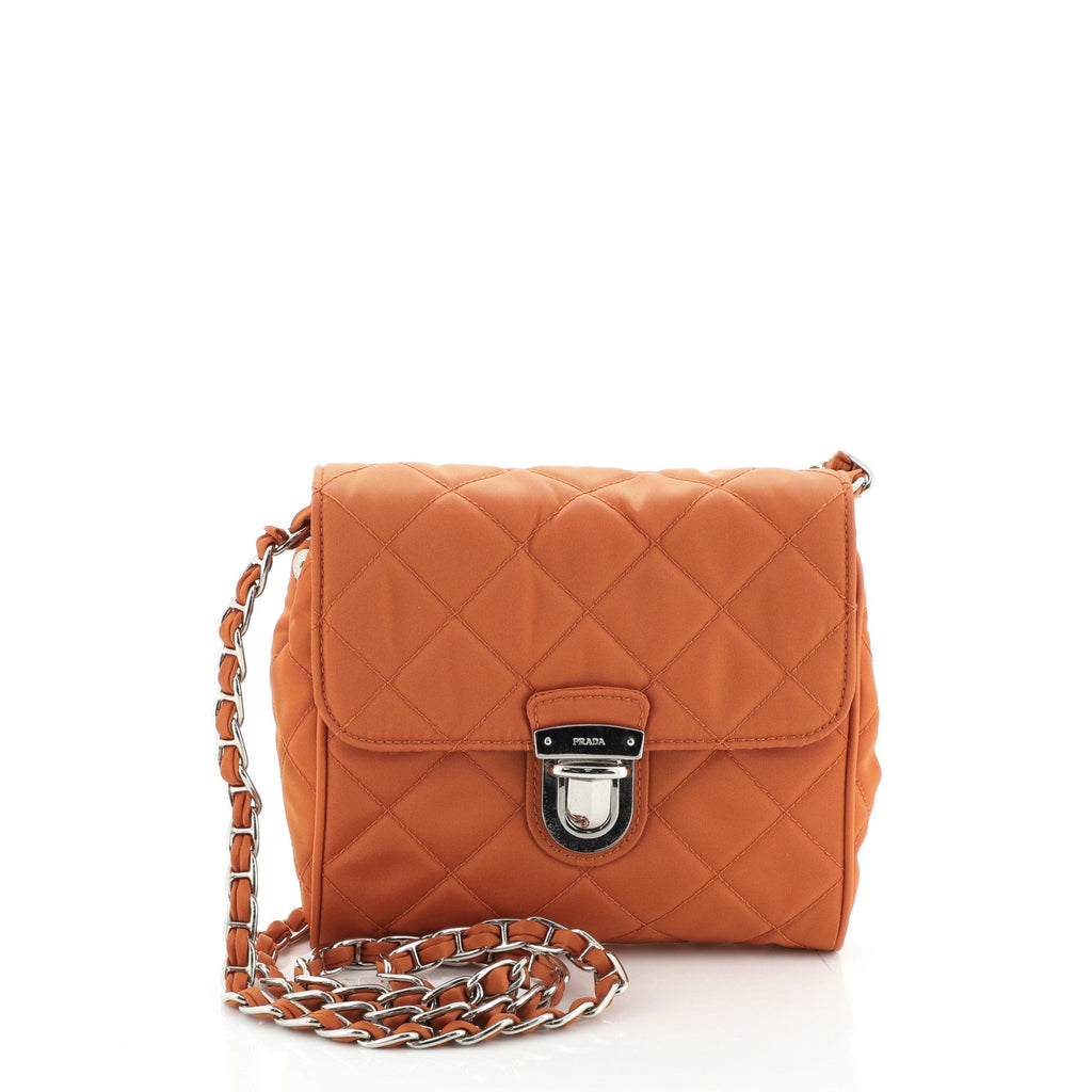 Pushlock Chain Flap Bag Quilted Tessuto Mini