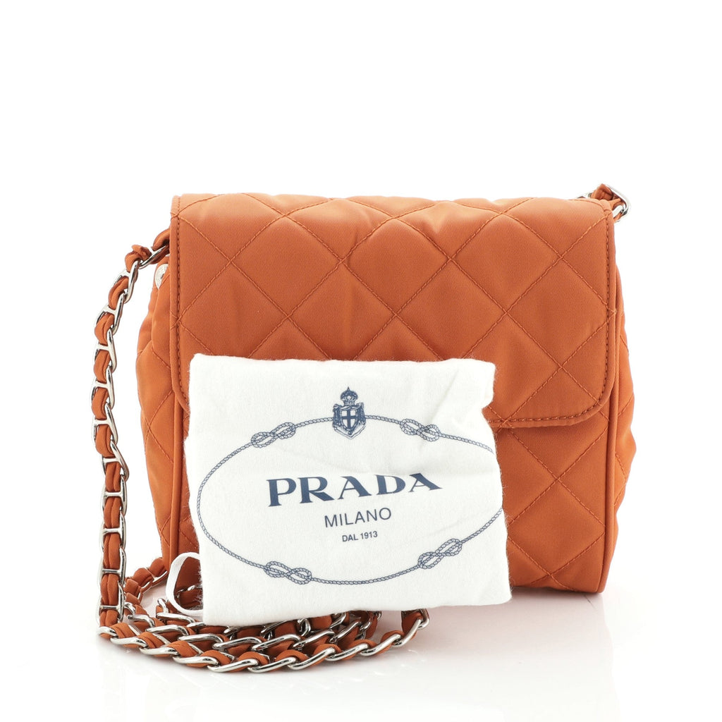 Pushlock Chain Flap Bag Quilted Tessuto Mini