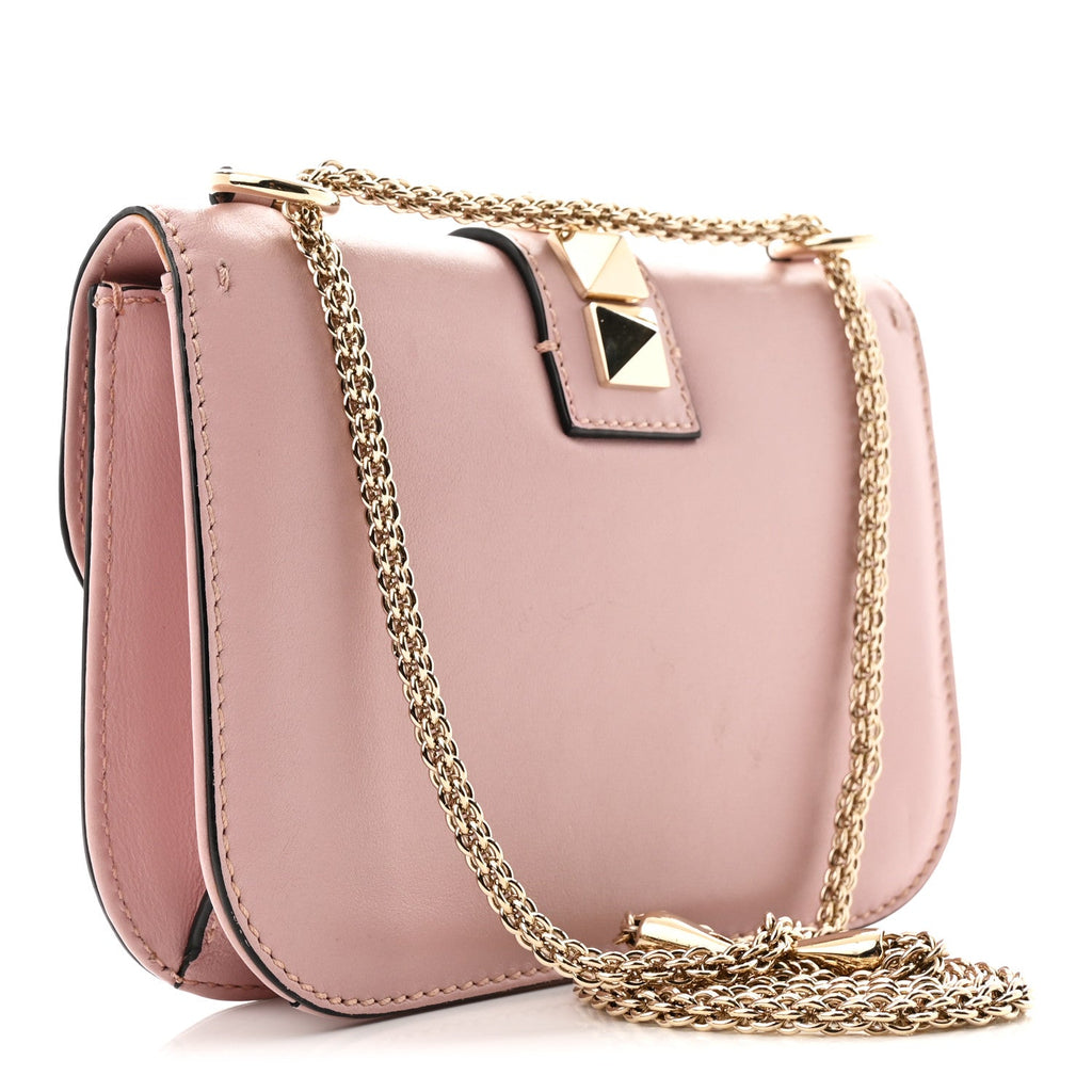 Vitello Small Glam Lock Rockstud Flap Poudre