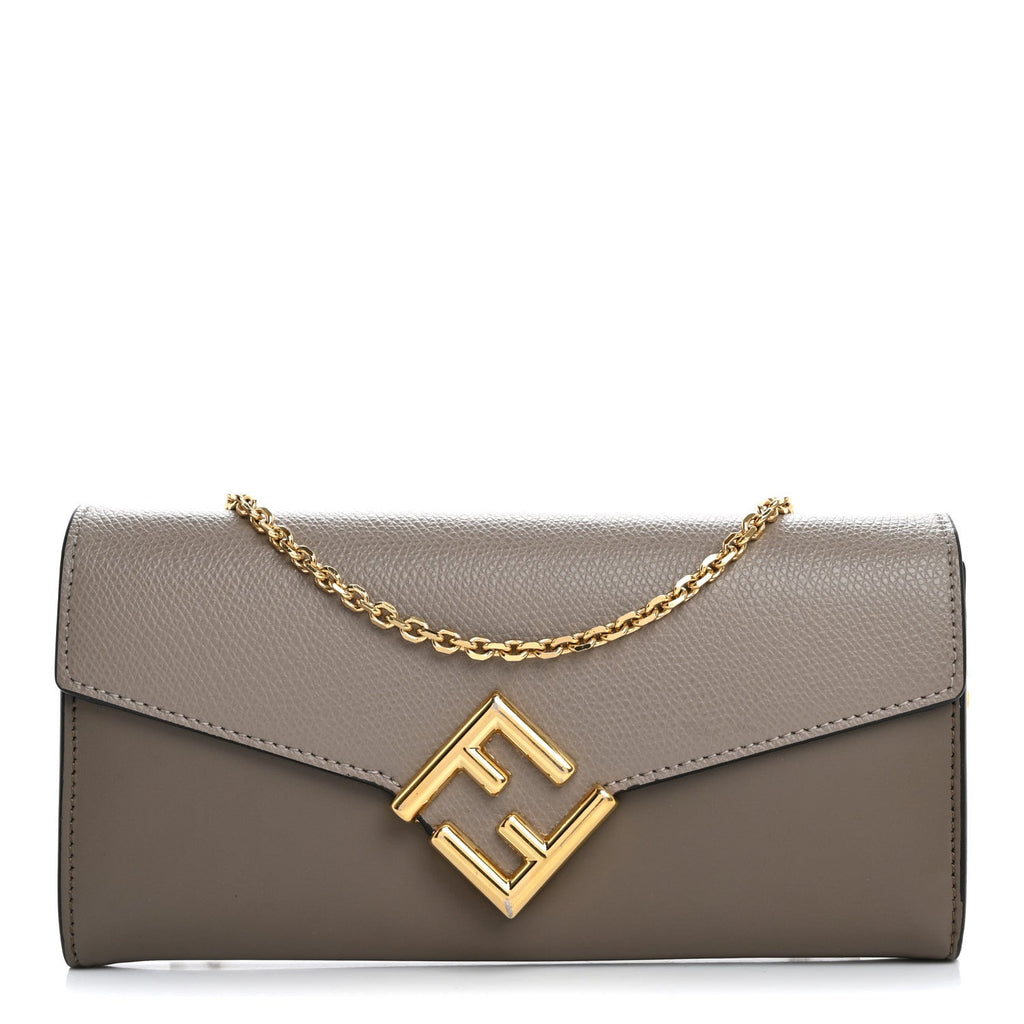 Vitello King Cruise FF Diamonds Continental Envelope Wallet On Chain Truffle Dove