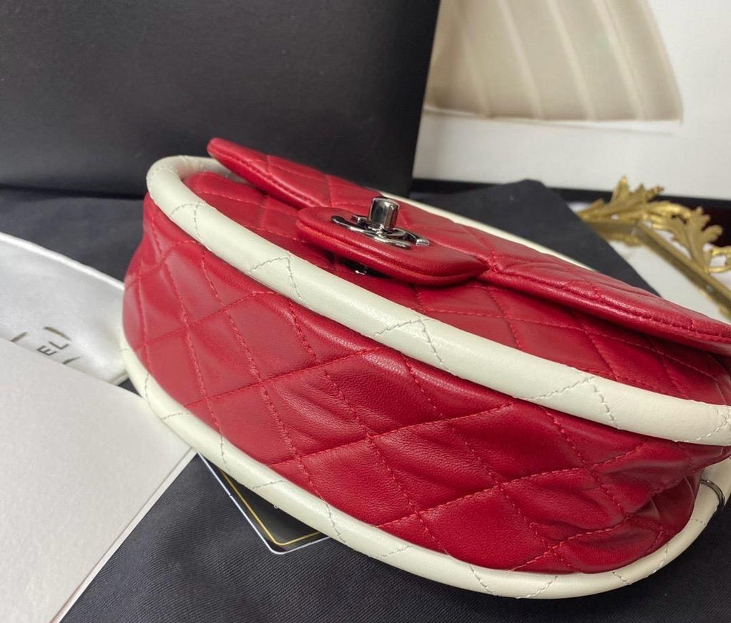 Chanel Red Lambskin Hula Hoop Handbag