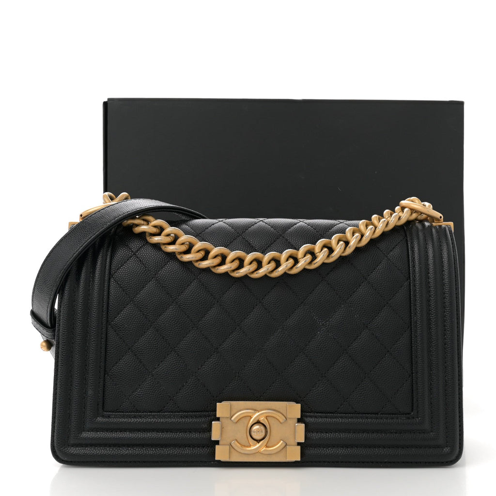 Caviar Quilted Medium Boy Flap Black