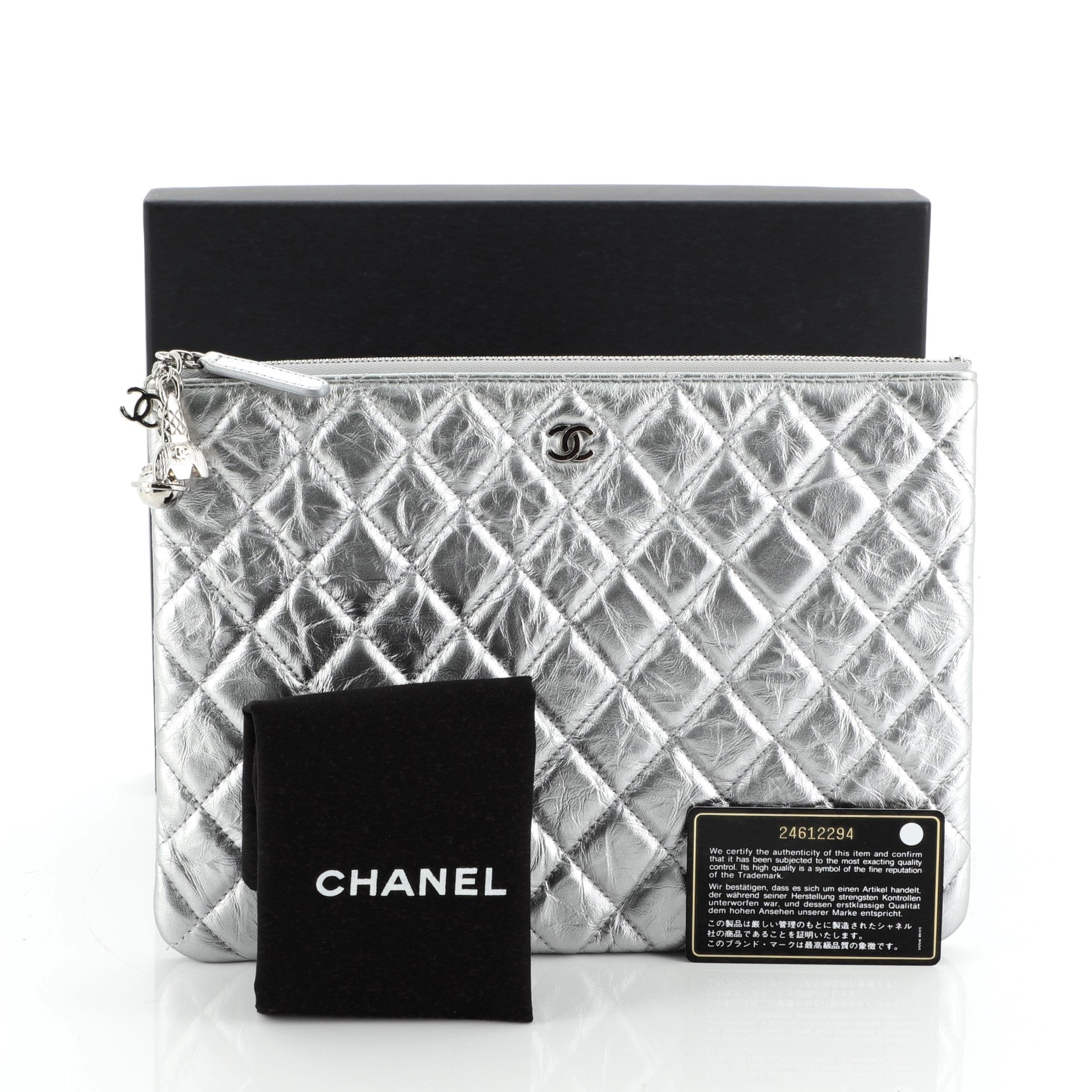 O Case Clutch Crumpled Quilted Calfskin Medium