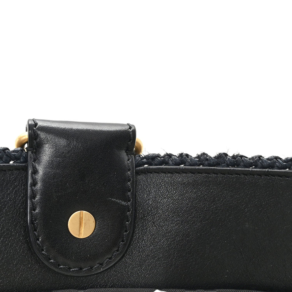 Straw Raffia Tote Black