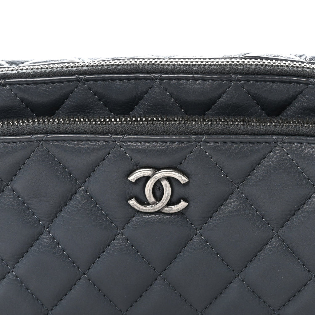 Calfskin Quilted Waist Bag Dark Grey