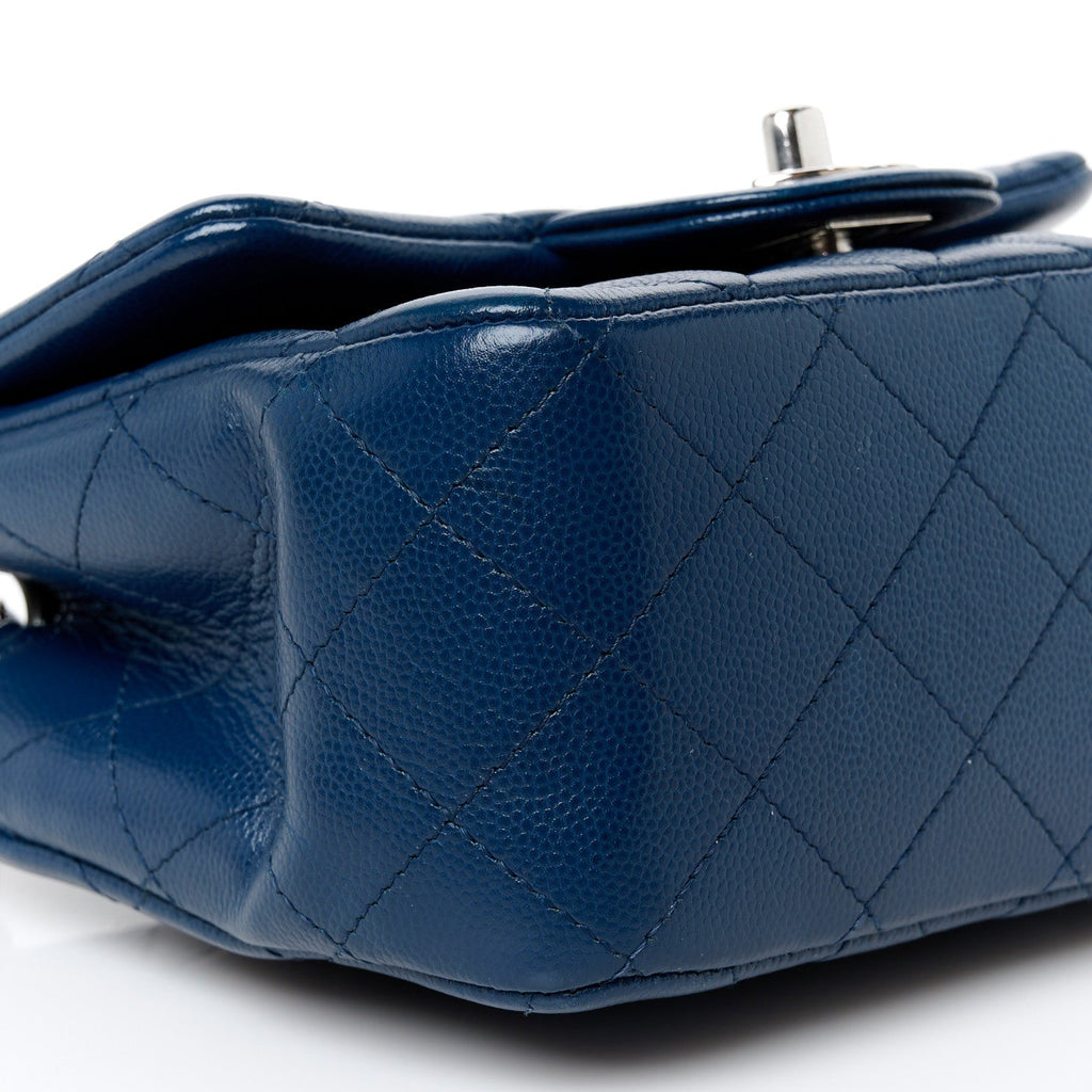 Caviar Quilted Mini Square Flap Navy