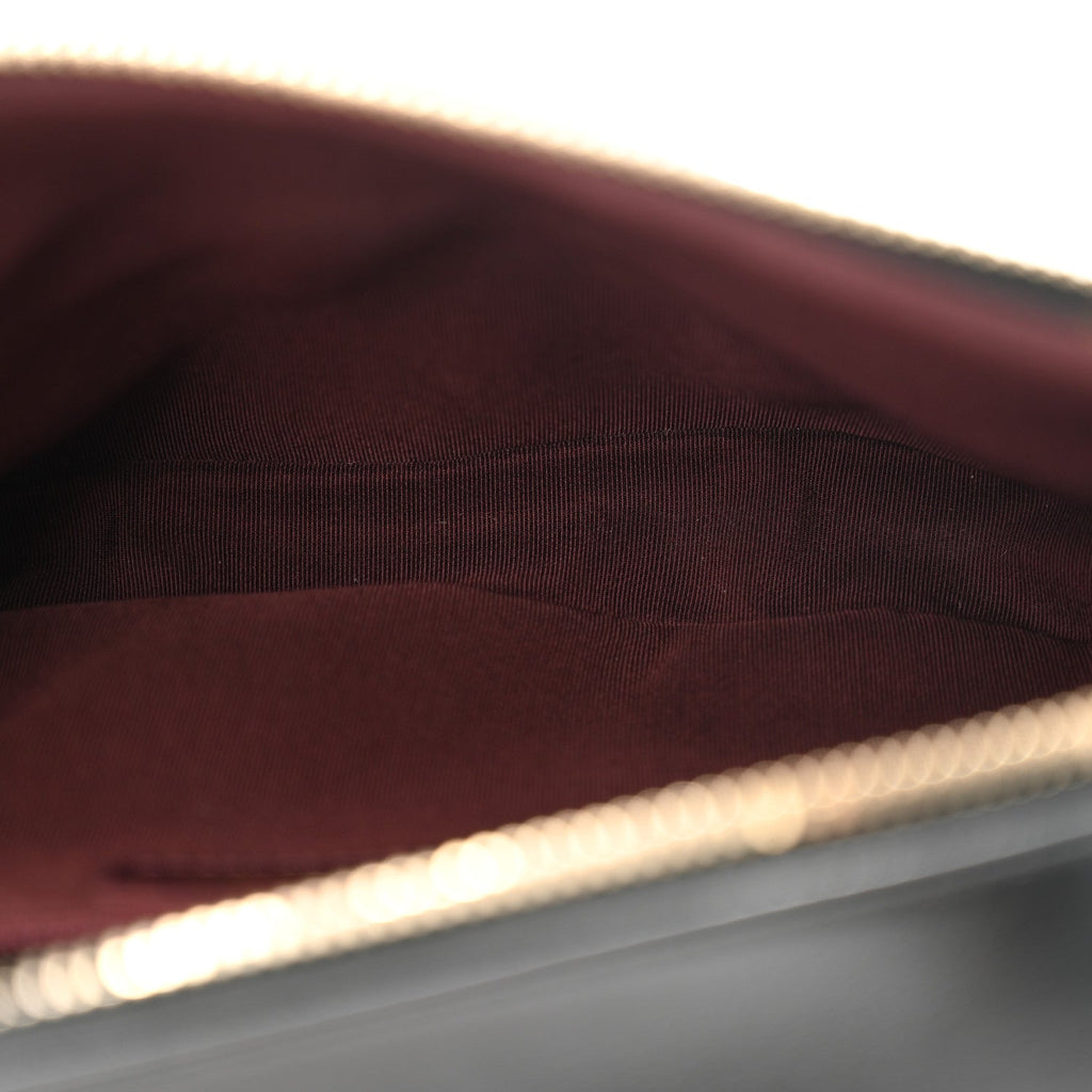 Calfskin Grosgrain Stitched Button Up Camera Case Black