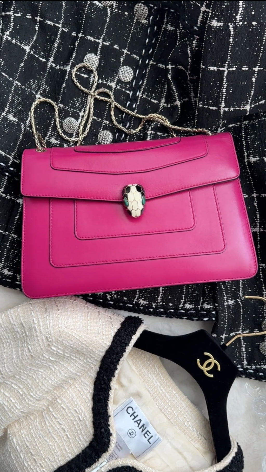 Bvlgari Serpenti Forever Medium Flap Bag Magenta Fuchsia