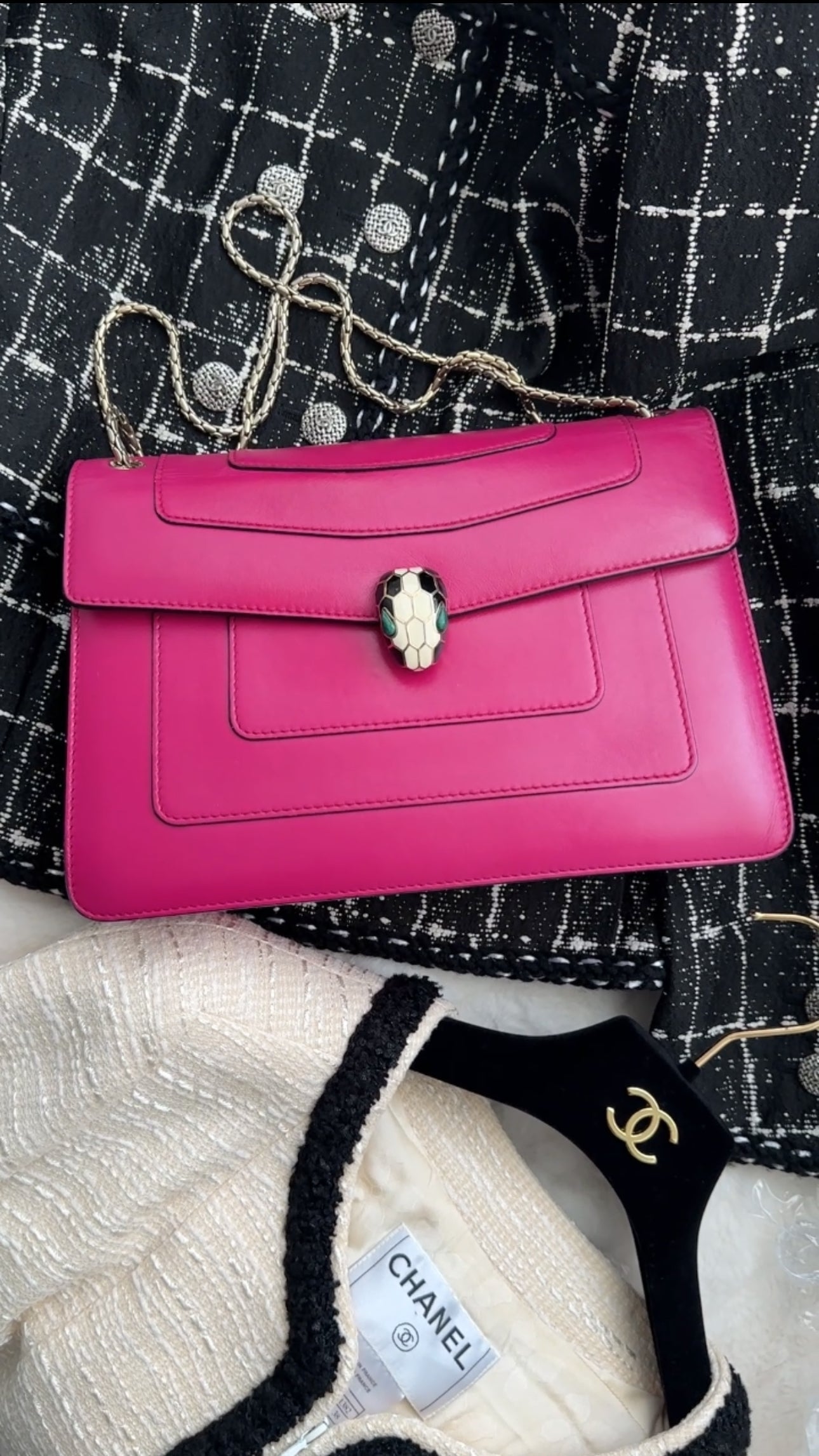 Bvlgari Serpenti Forever Medium Flap Bag Magenta Fuchsia