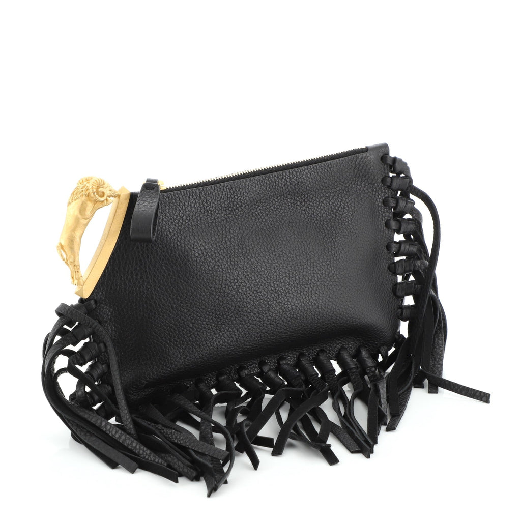 C-Rockee Handle Fringe Clutch Leather Small