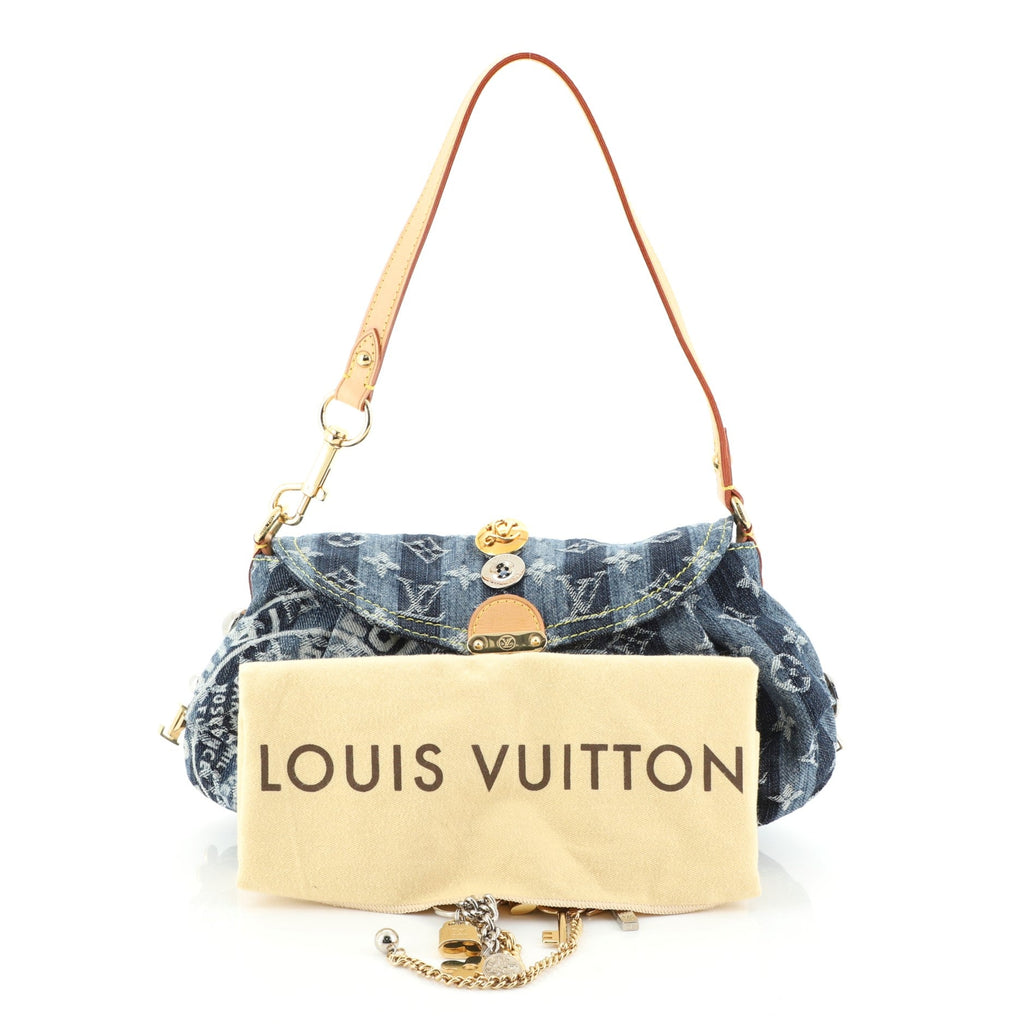 Custom Pleaty Raye Handbag Striped Monogram Denim Mini