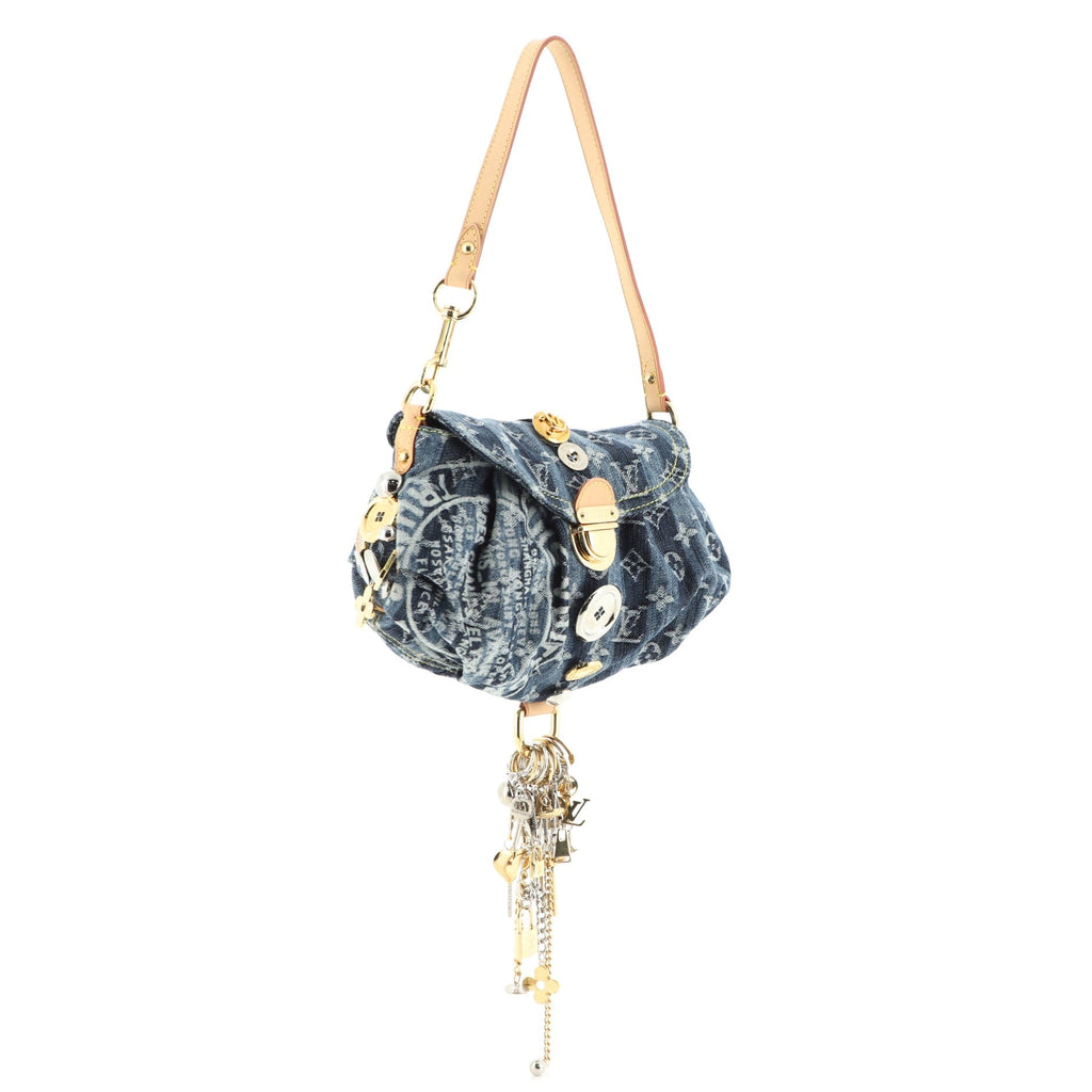 Custom Pleaty Raye Handbag Striped Monogram Denim Mini