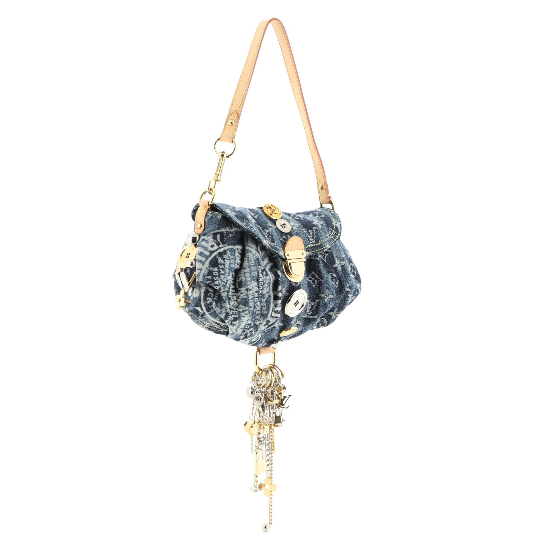 Custom Pleaty Raye Handbag Striped Monogram Denim Mini