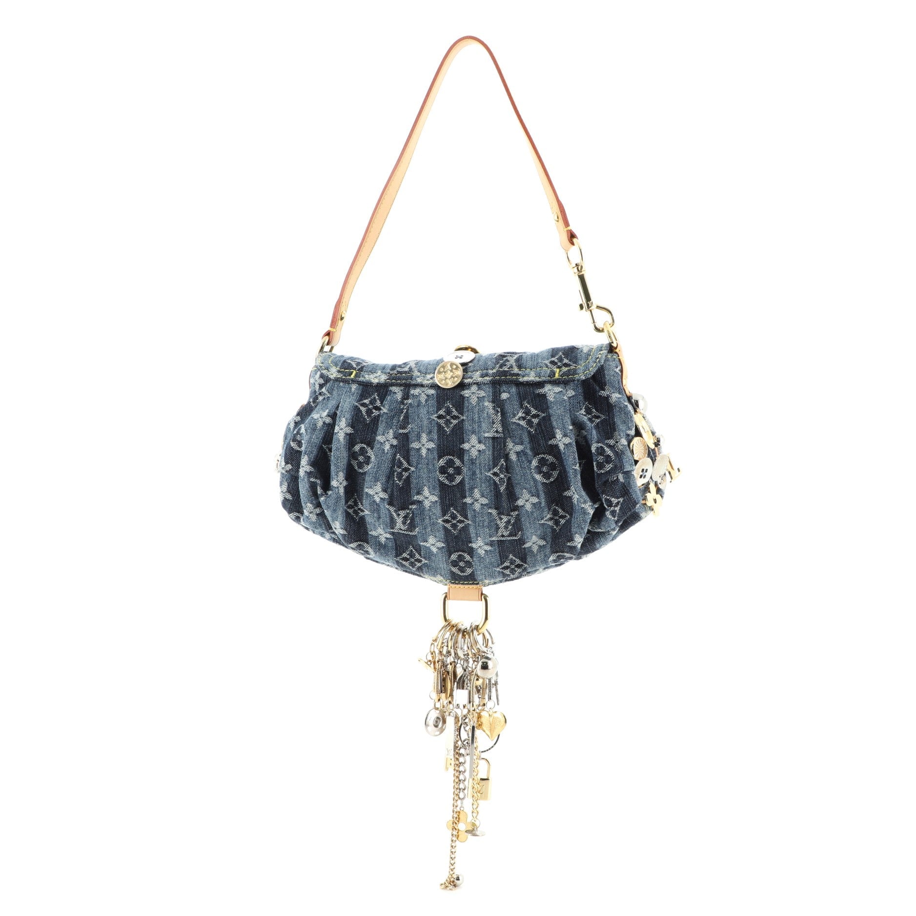 Custom Pleaty Raye Handbag Striped Monogram Denim Mini