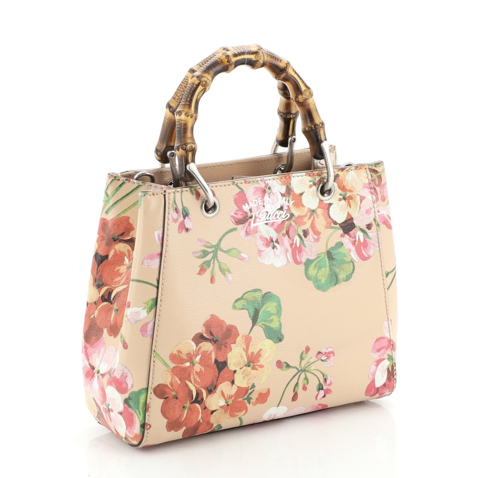 Bamboo Shopper Tote Blooms Print Leather Mini