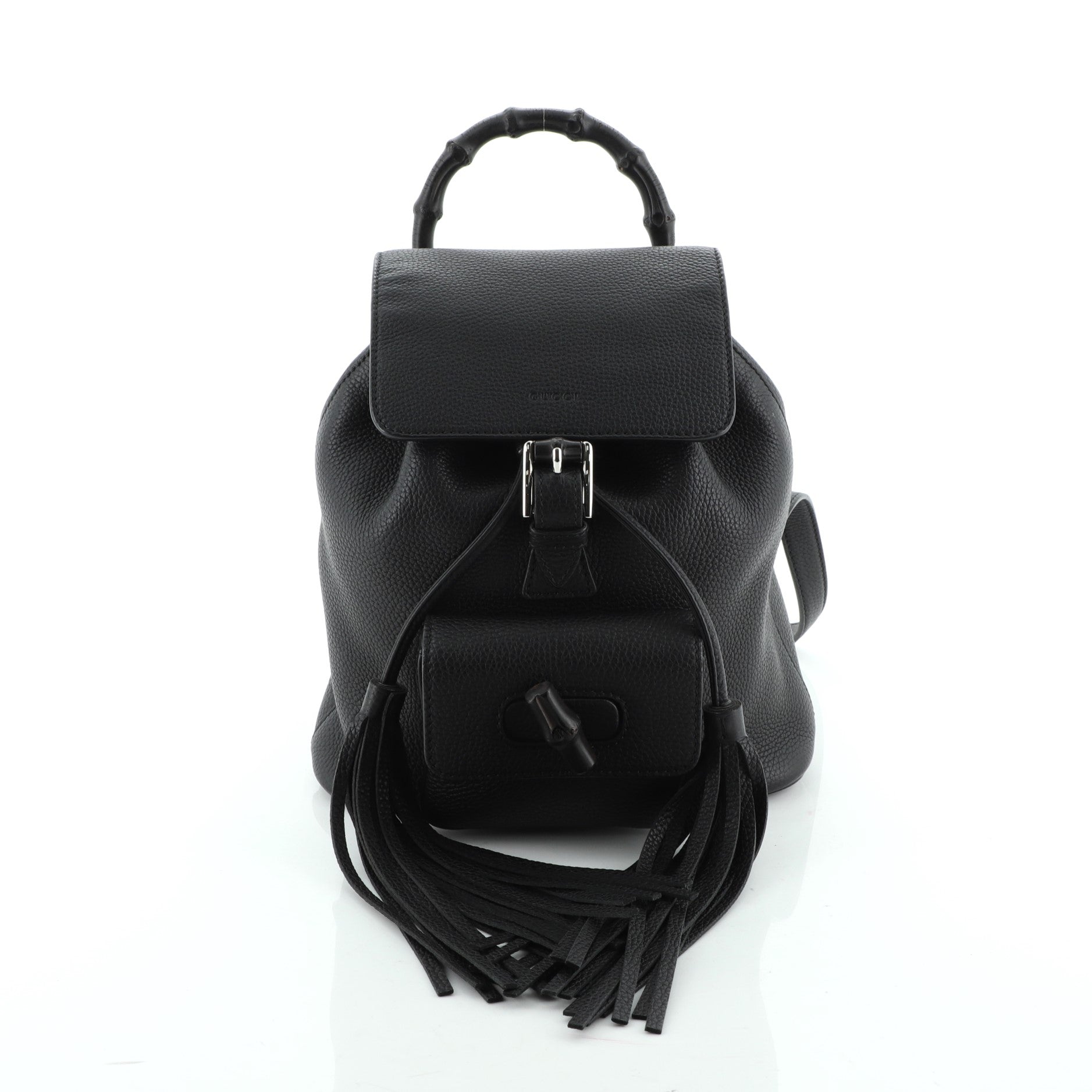 Bamboo Tassel Backpack Leather Mini